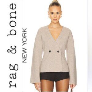 RAG & BONE Lori Cardigan Oatmeal Merino Wool Size Large, Double Button Closure